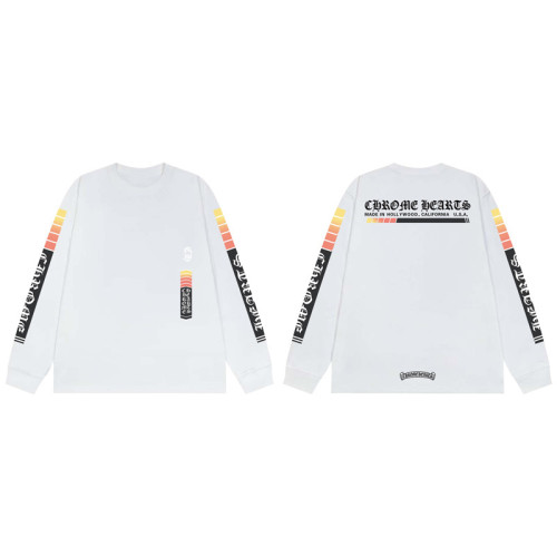 Gradient Orange Yellow Thermal Stripe Sanskrit Print Long Sleeve T-Shirt 2 colors 29331530