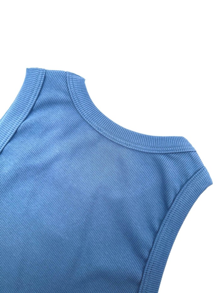 1:1 quality version Front Tone On Tone Triomphe Embossed Logo Tank Narrow Strap Vertical Rib Tank Top 3 colors 29334494
