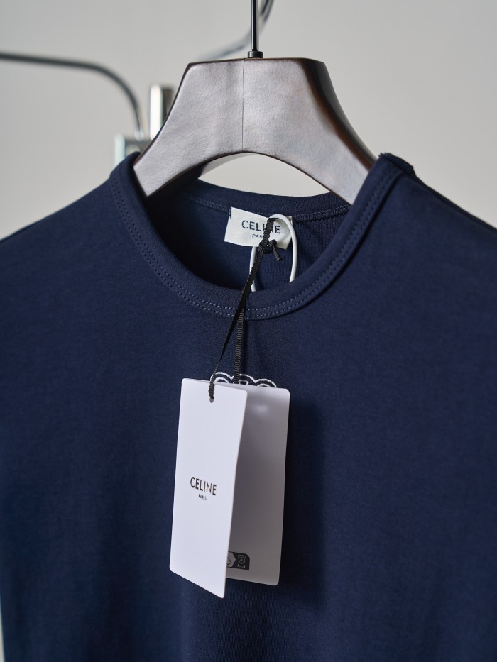 1:1 quality version Classic Triomphe Mini Logo Embroidery Crew Neck Solid Minimal Slim T-shirt 2 colors 29334272