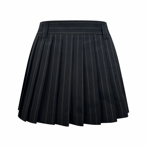1:1 quality version Black Gold Vertical Stripe Built In Safety Liner A Line Slim Mini Skirt 29334304