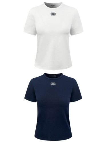 1:1 quality version Triomphe Mini Logo Embroidery Minimal Office Slim T-shirt 2 colors 29334307