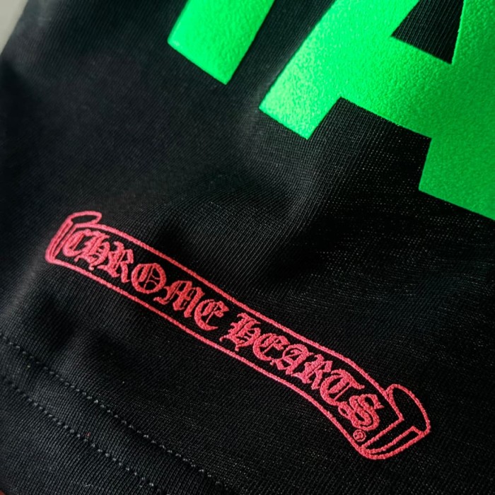 1:1 quality version Back Fluorescent Green Horseshoe STAFF Fluorescent Pink Cross Flower Print Long Sleeve Tee 29334509
