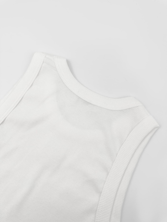 1:1 quality version Front Tone On Tone Triomphe Embossed Logo Tank Narrow Strap Vertical Rib Tank Top 3 colors 29334494
