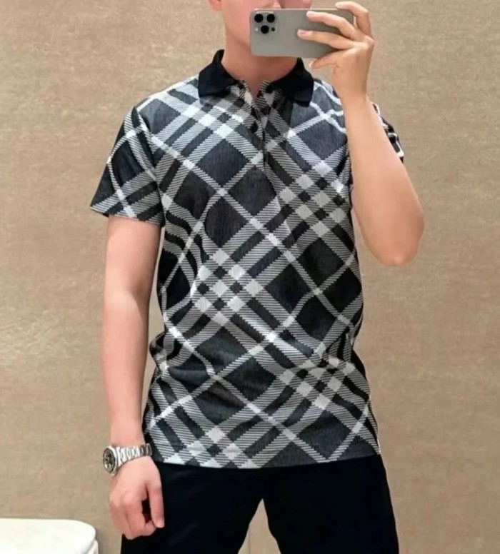 1:1 quality version Classic Plaid Collar Polo Shirt 2 colors 29337434