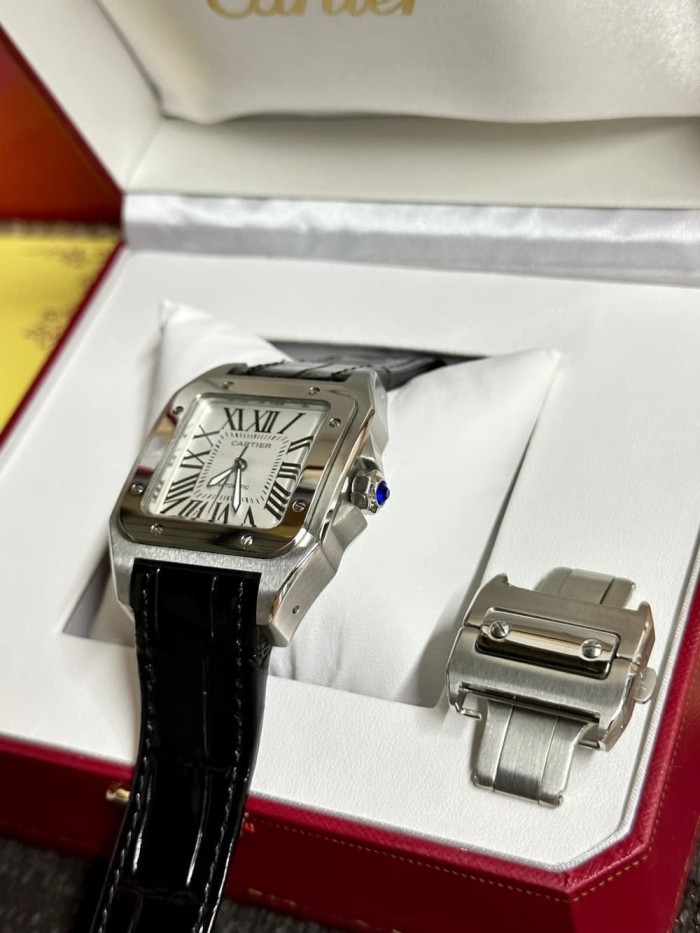 1:1 quality version Santos Series Silver Dial Leather Strap Mechanical Movement Watch【Dial diameter：40mm 】29338199