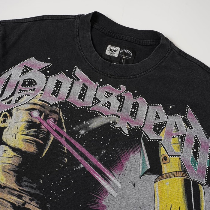Vintage Washed American Streetwear Front Letter Sphinx Astronaut USA Rocket Space Galaxy Graphic Oversized T-Shirt 29338592