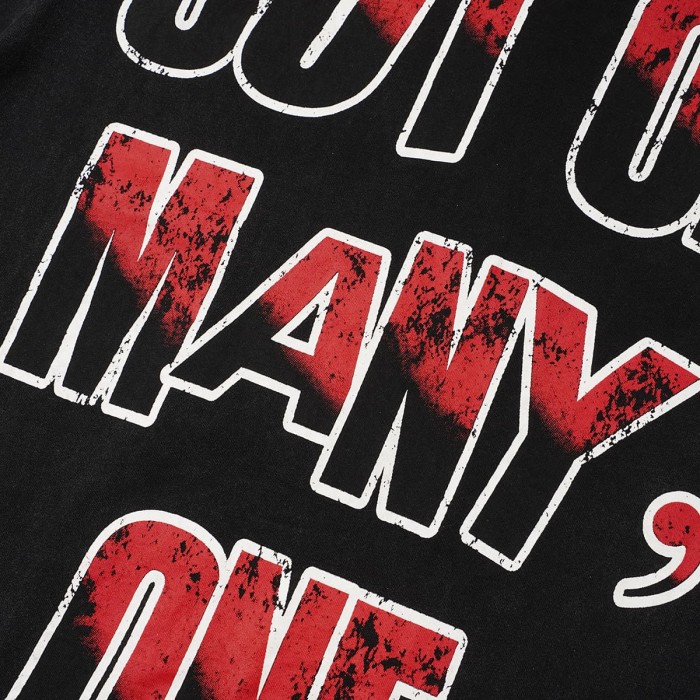 Red Outline Godspeed Curvy Letter Doorway Skull Lone Man Checkerboard Floor Dark Scene Print Oversized T-Shirt 29338327