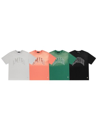 Gradient Washed Varsity Streetwear Front Curved Arch Letter Chenille Print Oversized Tee 4 colors 29340808