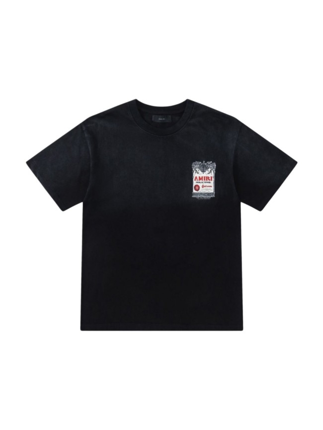Vintage Washed Streetwear Front Chest Small Wine Label Print Back Large Retro Wine Badge Graphic Oversized Tee 29340646