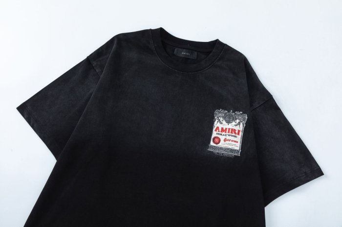Vintage Washed Streetwear Front Chest Small Wine Label Print Back Large Retro Wine Badge Graphic Oversized Tee 29340646