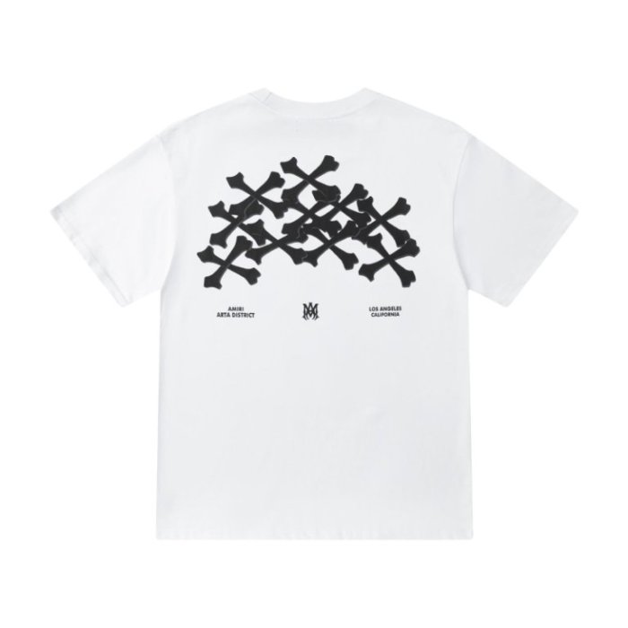 Minimal Streetwear Front Chest Small Serif Letter Print Back Crossed Bone Cluster With Text Logo Graphic Tee 4 colors 29342973