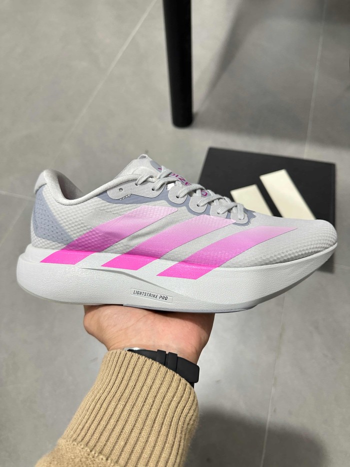 Adizero Evo SL Lightweight Shock Absorbing Breathable Mesh Upper Grey Pink Women Running Sneakers 29343884