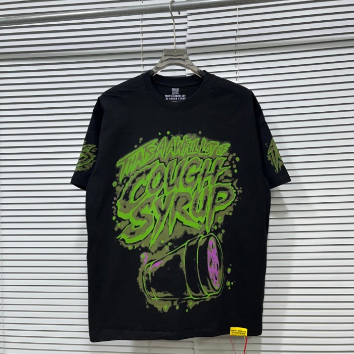 Dark Grunge Streetwear Front Splatter Paint Toxic Green Jagged Graffiti Letter Overturned Cup Purple Liquid Print Oversized T-Shirt 29343950