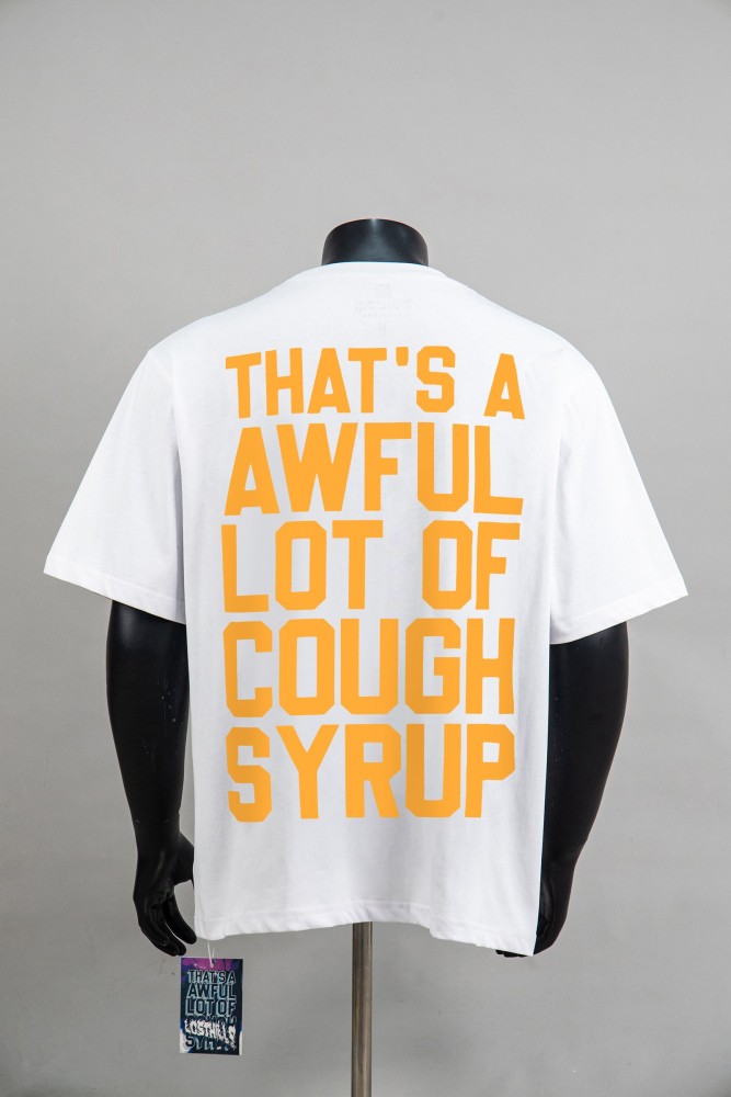 Y2K Neutral Fashion Front Minimal Pill Capsule Built Letter Print Back Thick Orange Font Stacked Phrase Graphic Oversized T-Shirt 29343929