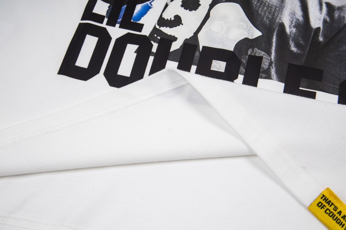 Hip Hop Streetwear Front Free Lil Double O Rapper Portrait Lightning Mask Photo Print Back Bold Block Letter Oversized T-Shirt 2 colors 29343900