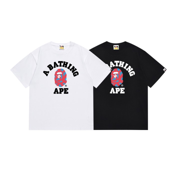 Two Tone Camo Ape Head Curved Letter Print Tee 4 colors 29348060
