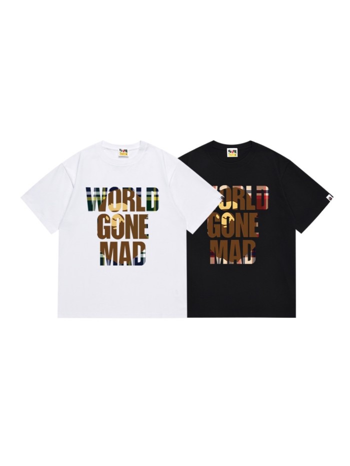 Negative Space Plaid Letter Ape Head Print Tee 2 colors 29347630