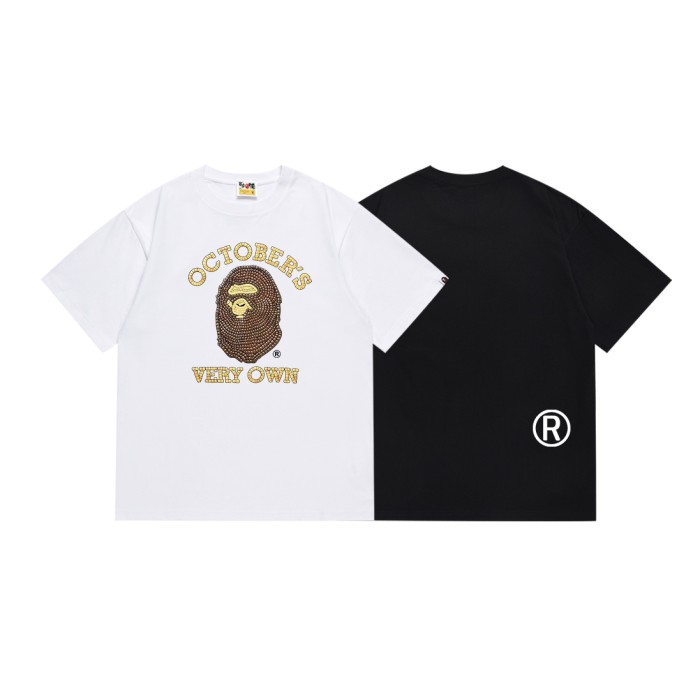 OVO Co-branded Full Rhinestone Brown Ape Head Print Tee 2 colors 29347618