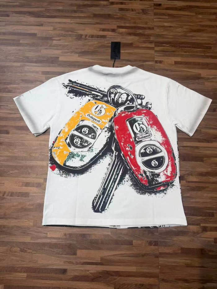 Miami Racing Streetwear Front Palm Tree City Sports Car Steering Wheel Rhinestone Gothic Letter Print T-Shirt 2 colors 29347856