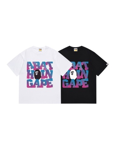 Ape Head Blue Purple Gradient Letter Print Tee 2 colors 29348075