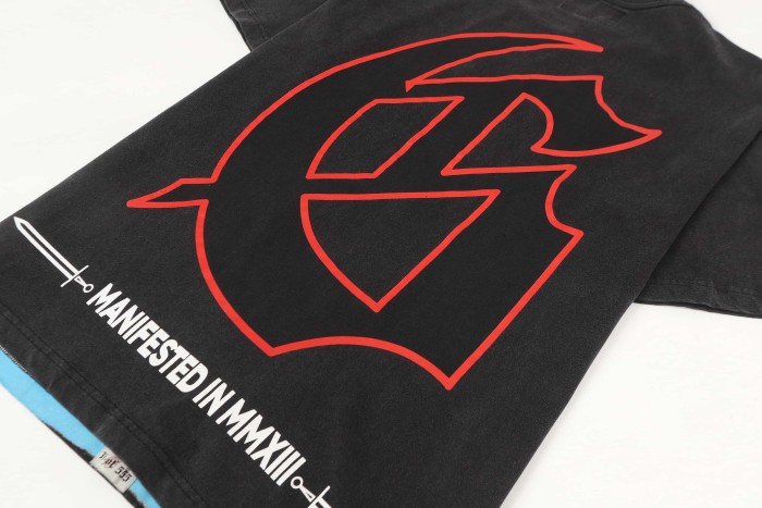 Skeleton Racer Helmet Race Track Car Gothic Letter Print Back Red Outline Giant GS Logo T-Shirt 2 colors 29348159