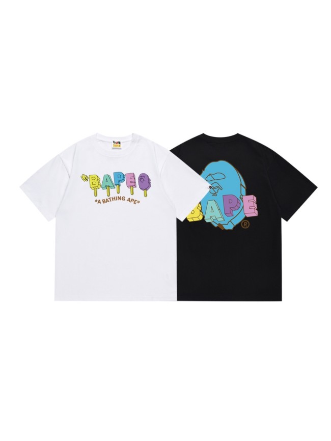 Colorful Summer Ape Head Popsicle Letter Print Tee 2 colors 29348066