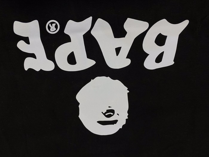 Black White Contrast Ape Head Japanese Letter Print Tee 2 colors 29347634