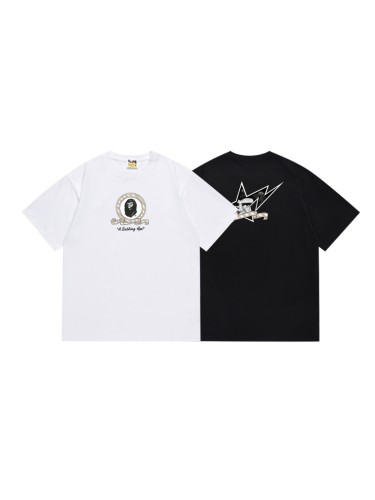 Retro Medal Ribbon Star Badge Ape Head Print Tee 2 colors 29347632