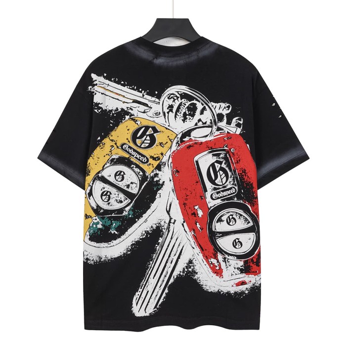 Miami Racing Streetwear Front Palm Tree City Sports Car Steering Wheel Rhinestone Gothic Letter Print T-Shirt 2 colors 29347856