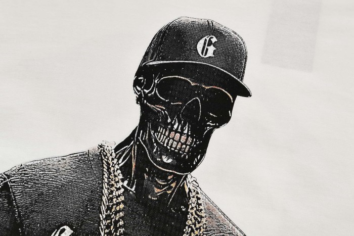 Skull Surfer Portrait Gold Chain Gothic Letter Print Back Large Gradient GS Monogram T-Shirt 2 colors 29348106