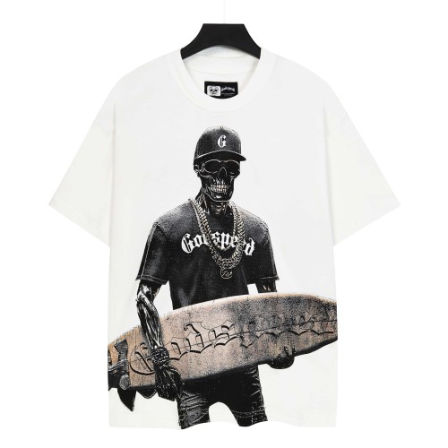 Skull Surfer Portrait Gold Chain Gothic Letter Print Back Large Gradient GS Monogram T-Shirt 2 colors 29348106