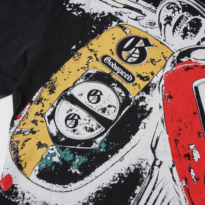 Miami Racing Streetwear Front Palm Tree City Sports Car Steering Wheel Rhinestone Gothic Letter Print T-Shirt 2 colors 29347856
