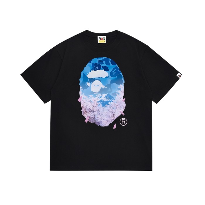 Cherry Blossom Tree Mount Fuji Ape Head Print Tee 2 colors 29348070