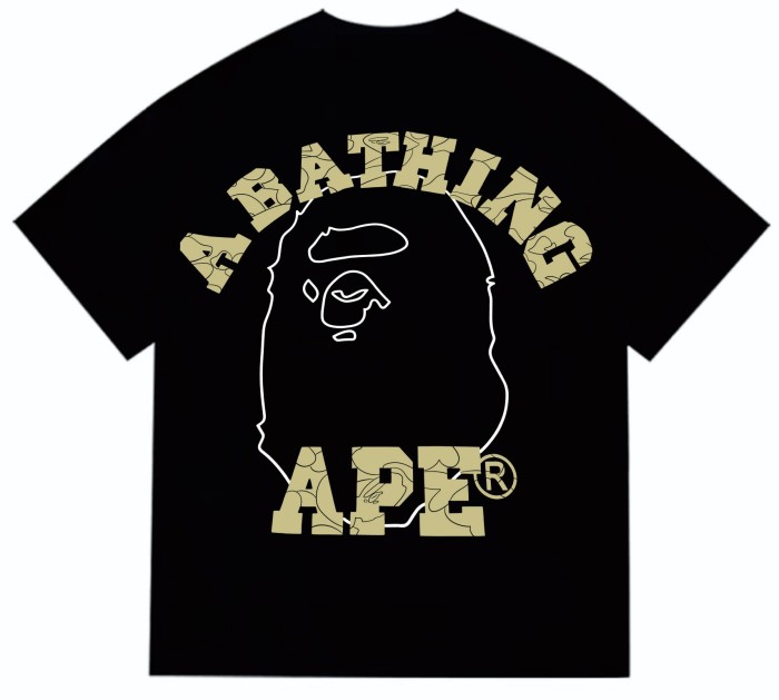Geometric Split Letter Line Ape Head Print Tee 2 colors 29348043