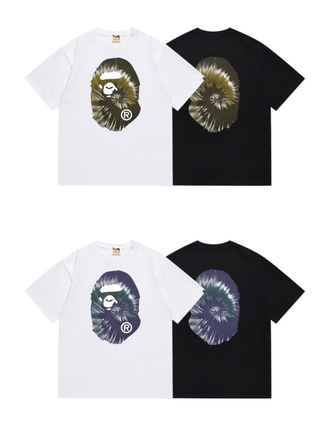 Swirl Tie Dye Gradient Ape Head Print Tee 4 colors 29348068