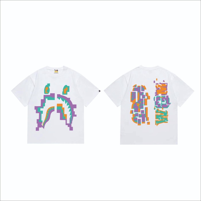 Retro Video Game Style Pixel Shark Print Tee 2 colors 29347631