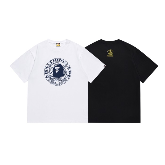 Ape Head Pisces Letter Round Seal Print Tee 2 colors 29348077