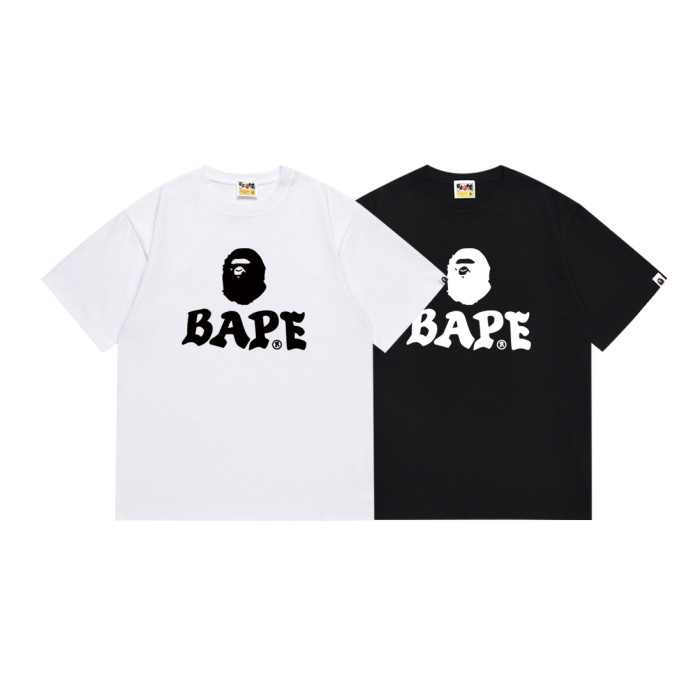Black White Contrast Ape Head Japanese Letter Print Tee 2 colors 29347634
