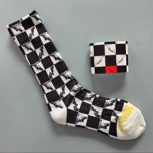 Color Contrast Sanskrit 99 Eyes Checkerboard Crew Socks 3 colors 29348115