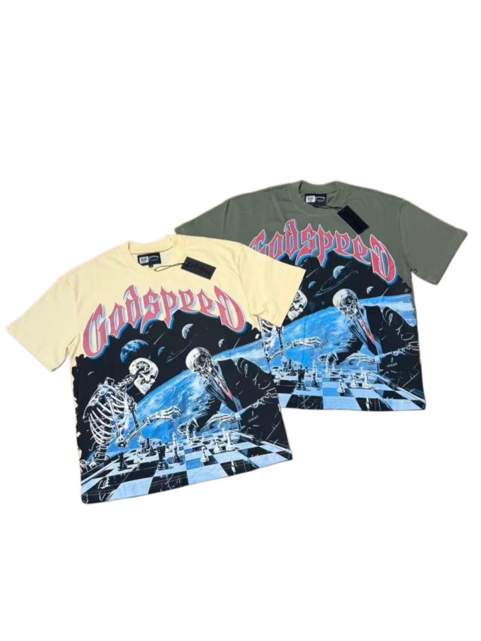 Retro Cosmic Horror Streetwear Front Galaxy Space Skeleton Businessmen Chess Game Gothic Letter Print T-Shirt 2 colors 29347700
