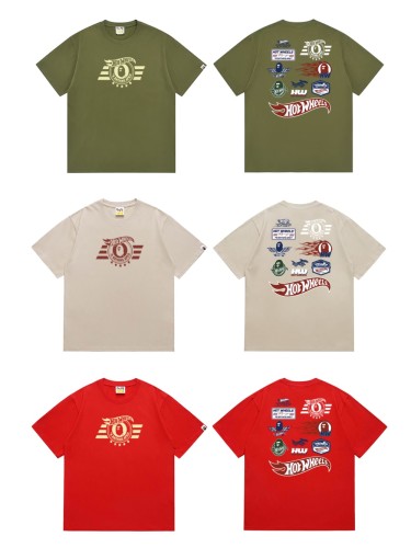 Hot Wheels Co-branded Star Stripe Ape Logo Racing Element Multi Badge Print Tee 3 colors 29347616