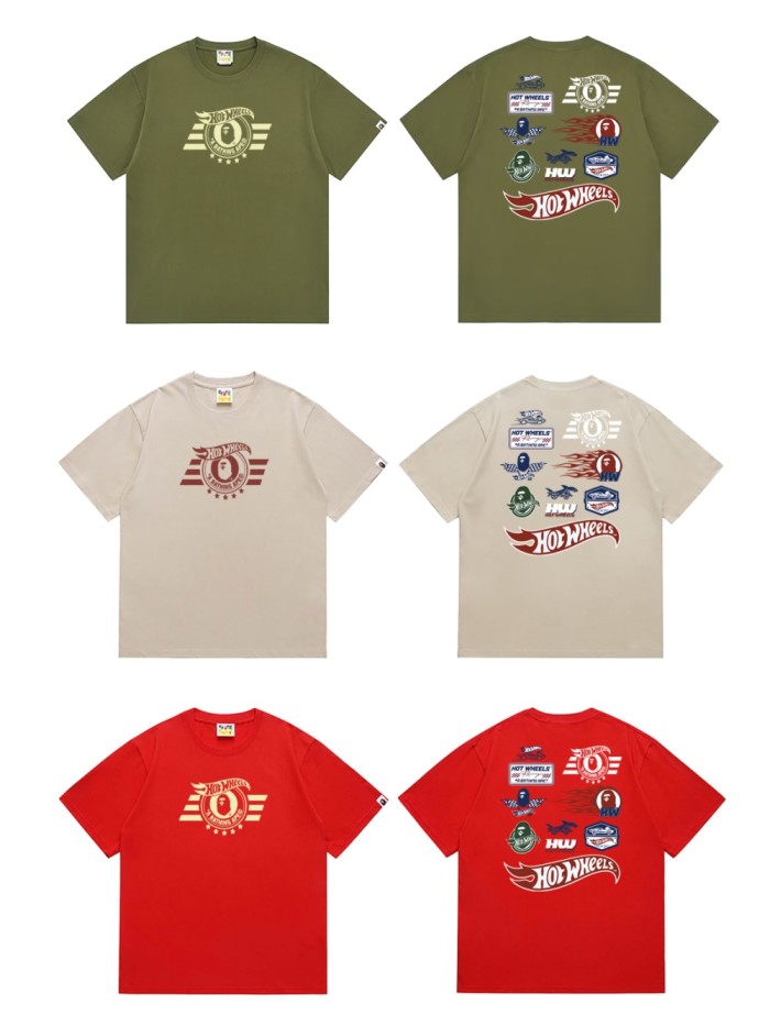 Hot Wheels Co-branded Star Stripe Ape Logo Racing Element Multi Badge Print Tee 3 colors 29347616