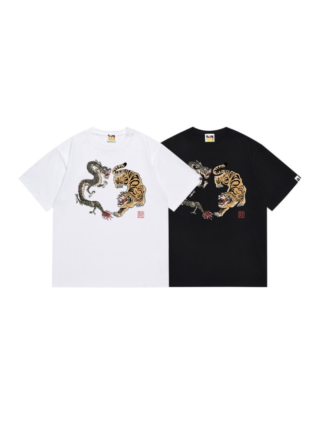 Dragon Tiger Fight Embossed Ukiyo-e Ape Head Print Tee 2 colors 29348051