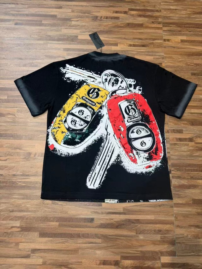 Miami Racing Streetwear Front Palm Tree City Sports Car Steering Wheel Rhinestone Gothic Letter Print T-Shirt 2 colors 29347856