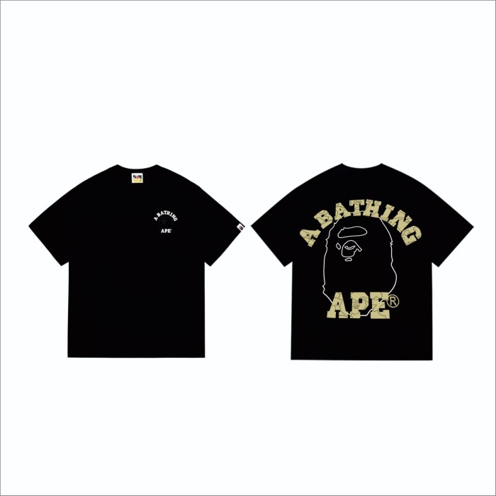 Geometric Split Letter Line Ape Head Print Tee 2 colors 29348043