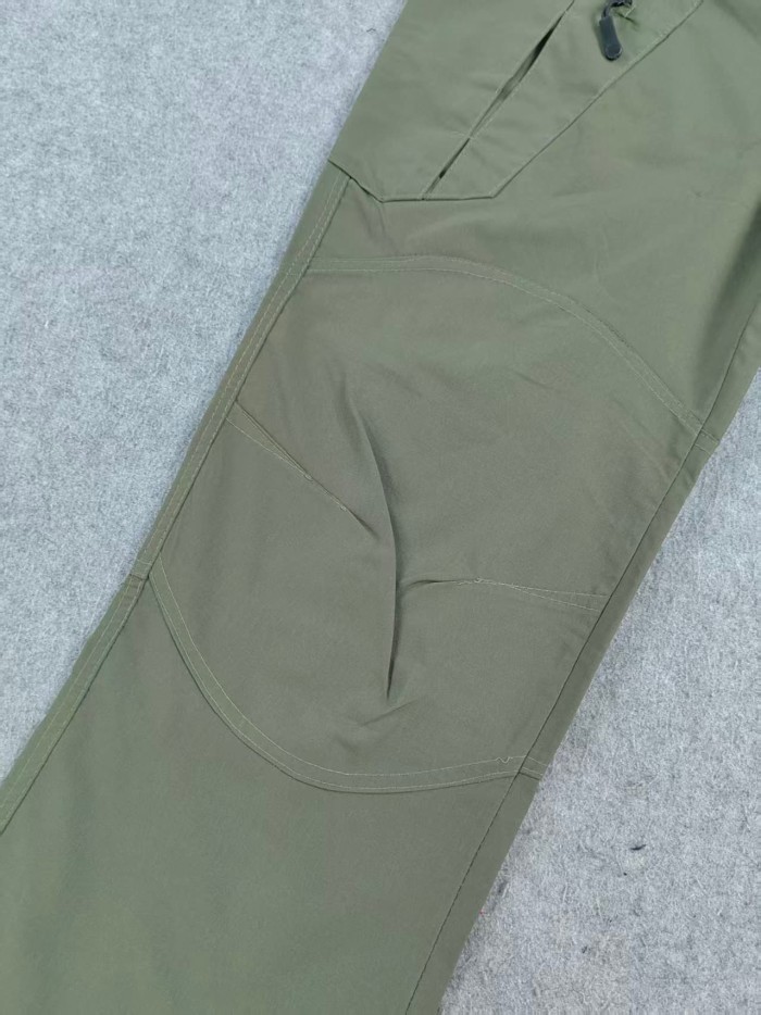 [50% Off]Army Green Multi Pocket Knee Seam Flare Cargo Pants 29347643