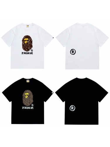 Thick Brush Stroke Graffiti Long Hair Ape Head Print Tee 2 colors 29347622