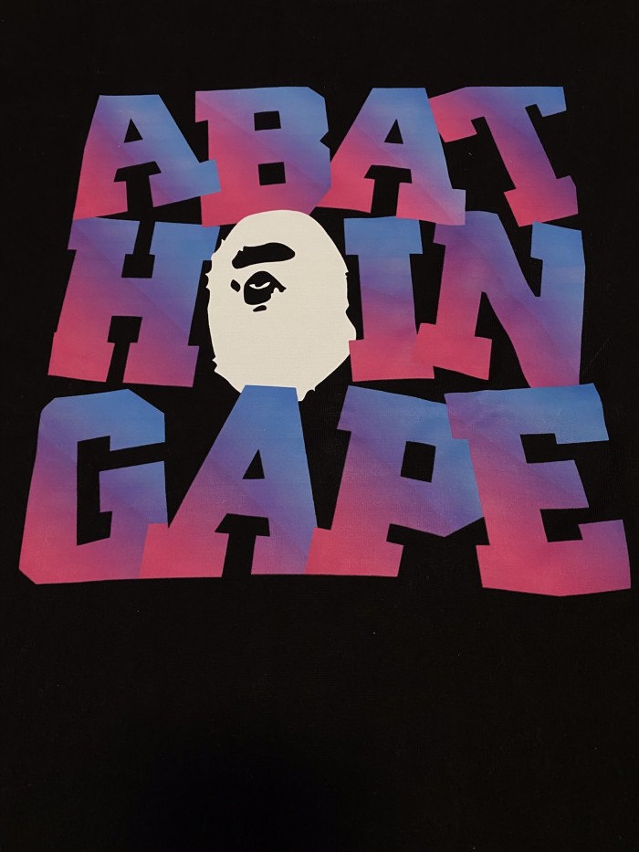 Ape Head Blue Purple Gradient Letter Print Tee 2 colors 29348075