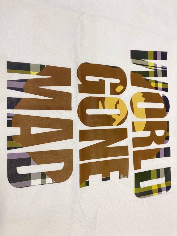 Negative Space Plaid Letter Ape Head Print Tee 2 colors 29347630