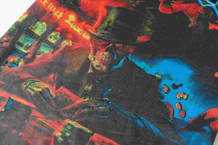 Gothic Script Top Hat Skeleton Sitting At Poker Table Neon Bar Background Distressed Graphic T-Shirt 2 colors 29353539